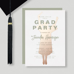 Invitation En Aluminium Sage Green Rose Gold Foil Graduation Party