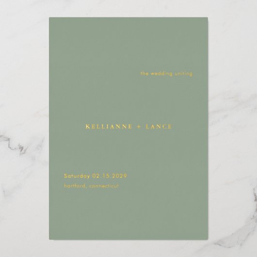 Invitation En Aluminium Sage Green Simple Modern Wedding Program (Devant)