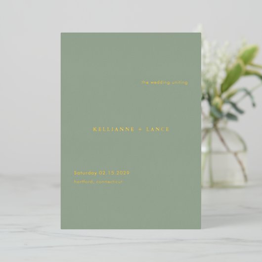 Invitation En Aluminium Sage Green Simple Modern Wedding Program (Debout devant)