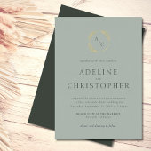 Invitation En Aluminium Sage Green Simple Monogramme Feuille Mariage