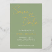 Invitation En Aluminium Sage Green Simple Style Wedding Enregistrer la dat (Recto)