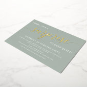 Invitation En Aluminium Sage moderne & Gold Script Surprise fête d'anniver (Rotation)