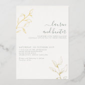Invitation En Aluminium Sage moderne Green Script Botanique Mariage Or (Recto)
