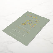 Invitation En Aluminium Sage moderne Green Script Mariage Enregistrer la d (Rotation)