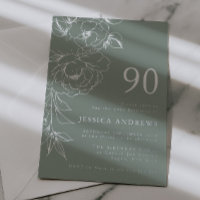 Sage & Silver Floral Line Art 90e anniversaire
