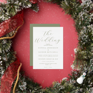 Invitation En Aluminium Sage simple Vert et blanc Mariage esthétique