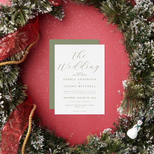 Invitation En Aluminium Sage simple Vert et blanc Mariage esthétique (Insitu)