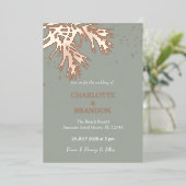 Invitation En Aluminium Sage Tropical Palm Feuille Mariage Gold (Debout devant)