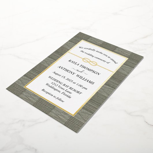 Invitation En Aluminium Sage Vert Africain Kente Tissu Tout en un (Rotation)