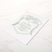 Invitation En Aluminium Sage vert argenté Crest Baptême (Rotation)