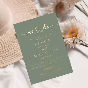 Invitation En Aluminium Sage Vert Et Or Mariage Nous faisons 
