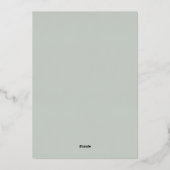 Invitation En Aluminium Sage vert fleuron jaune or mariage (Verso)