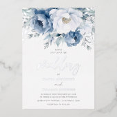 Invitation En Aluminium Saison d'hiver magique Dusty Blue Mariage Argent (Recto)