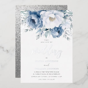 Invitation En Aluminium Saison hivernale magique poussiéreuse bleu mariage
