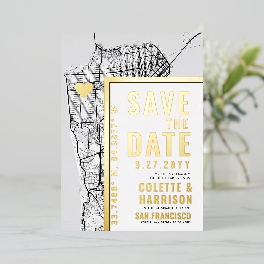 Invitation En Aluminium San Francisco Love Locator | Mariage Enregistrer l (Debout devant)