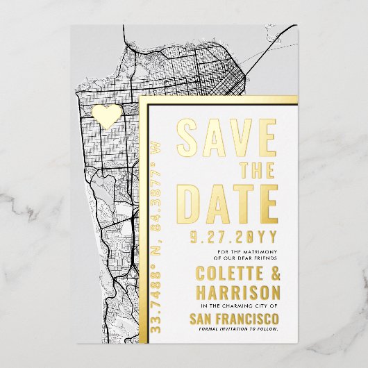 Invitation En Aluminium San Francisco Love Locator | Mariage Save the Date (Recto)