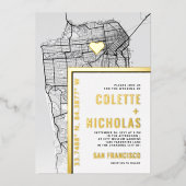 Invitation En Aluminium San Francisco Love Locator | Mariage sur le thème (Recto)