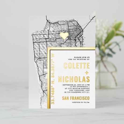 Invitation En Aluminium San Francisco Love Locator | Mariage sur le thème (Debout devant)