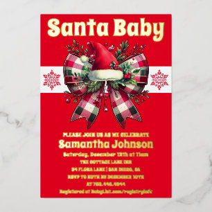 Invitation En Aluminium Santa Baby Noël Coquette Arc Nouveau Baby Shower