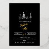 Invitation En Aluminium Sapin de Noël simple | Fête de Noël noire (Recto)