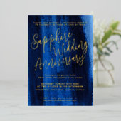 Invitation En Aluminium Sapphire bleu abstrait 45e anniversaire mariage (Debout devant)