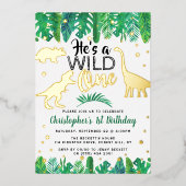 Invitation En Aluminium Sauvage Garçon Dinosaure 1er Anniversaire Réel (Recto)