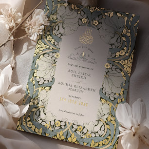 Invitation En Aluminium Sauvegarder la Date Bleu Poussiéreux Musulman Isla