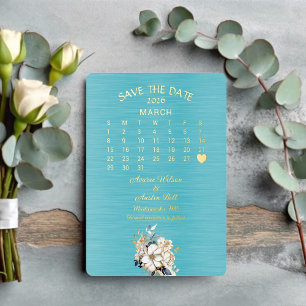 Invitation En Aluminium Sauvegarder la date de mariage de mars 2026
