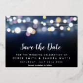 Invitation En Aluminium Sauvegarder la date lumières vives (Recto)