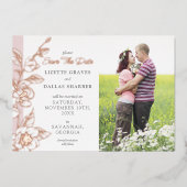 Invitation En Aluminium Sauvegarder la date Mariage Magnolia Blush 4-Photo (Recto)