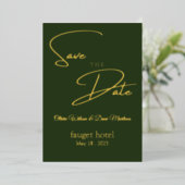 Invitation En Aluminium sauver la date vert élégant (Debout devant)