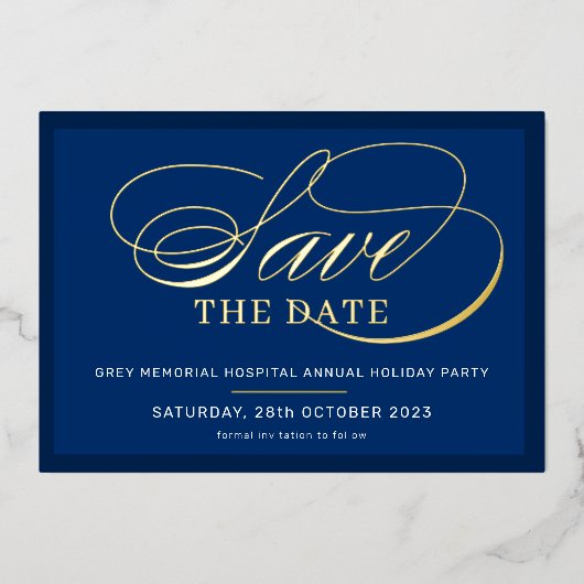 Invitation En Aluminium SAVE THE DATE élégant événement fantaisie script m (Recto)