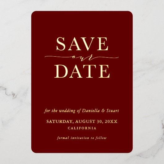 Invitation En Aluminium SAVE THE DATE moderne élégant marron minimal (Recto)