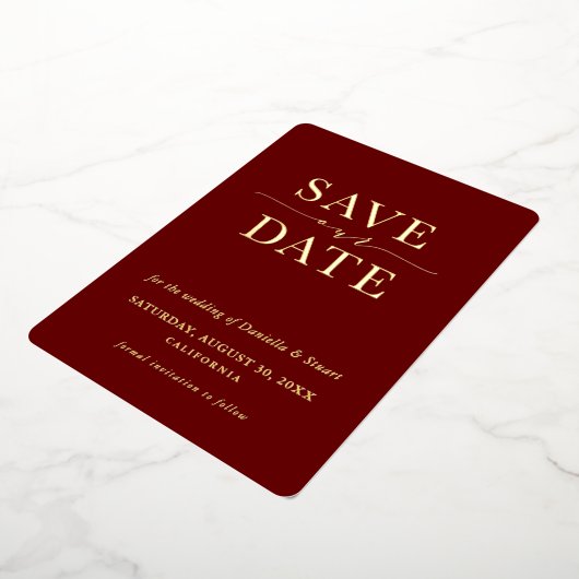 Invitation En Aluminium SAVE THE DATE moderne élégant marron minimal (Rotation)