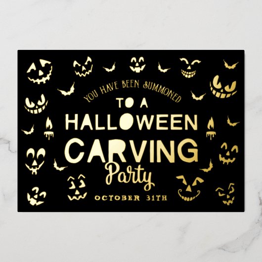 Invitation En Aluminium Scary Jack-o'-lantern Citrouille Halloween Carving (Recto)