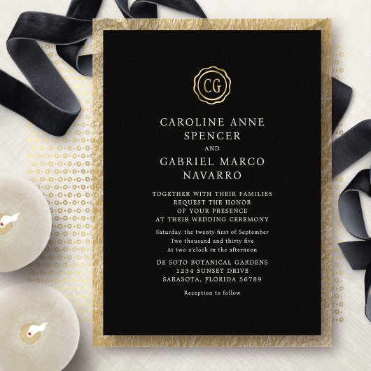 Invitation En Aluminium Sceau Monogramme Mariage Traditionnel