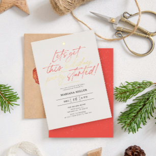 Invitation En Aluminium Scénario de fête commencé Fête de Noël rouge