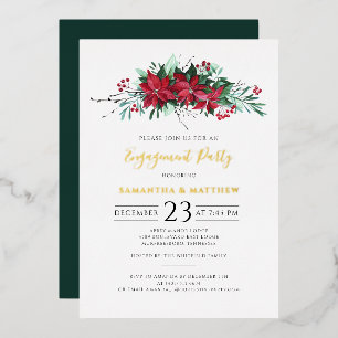Invitation En Aluminium Scénario de fête de fiançailles de Noël floral or