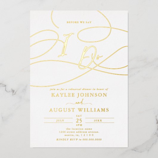 Invitation En Aluminium Scénario fantaisiste Avant Le Dîner De Répétition (Recto)