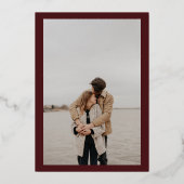 Invitation En Aluminium Scénario photo Bourgogne bordure or mariage (Verso)