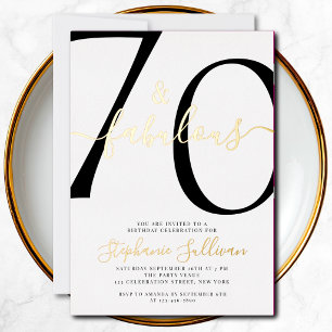 Invitation En Aluminium Scénario Soixante-dix ans et Fabuleux pour fête d'