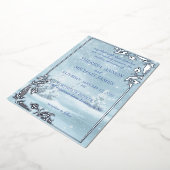 Invitation En Aluminium Scène d'hiver tout en bleu avec neige et pins (Rotation)