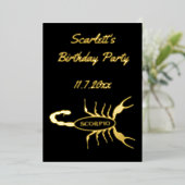 Invitation En Aluminium Scorpio Black Scorpion Star Sign Custom Anniversai (Debout devant)