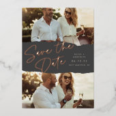 Invitation En Aluminium Scrapbook | Deux Photo Enregistrer La Date (Recto)