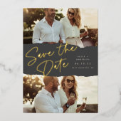 Invitation En Aluminium Scrapbook | Deux Photo Enregistrer La Date (Recto)