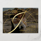 Invitation En Aluminium Script ampersand 2 photos calligraphie mariage (Recto)