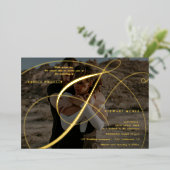 Invitation En Aluminium Script ampersand 2 photos calligraphie mariage (Debout devant)