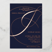 Invitation En Aluminium Script ampersand calligraphie mariage or rose (Recto)