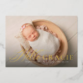 Invitation En Aluminium Script bonjour surnom rose une photo naissance ann (Recto)