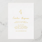 Invitation En Aluminium Script Botanique Simple Boho Mariage Elegant Gold (Recto)